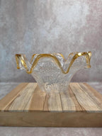 Suspension vintage en verre texturé attribuée à Murano – bord ambre – années 70