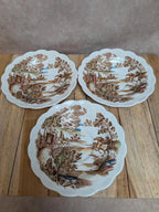 Lot de 3 soucoupes anciennes Staffordshire Coaching Days Ridgway