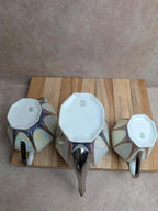 Service à café Art déco Limoges Unique signé Pailles – 27 pièces en porcelaine irisée