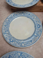 Assiettes terre de fer anglaises 1872 💙 Émile Bourgeois Grand Dépôt Paris – décor bleu rare – lot 8