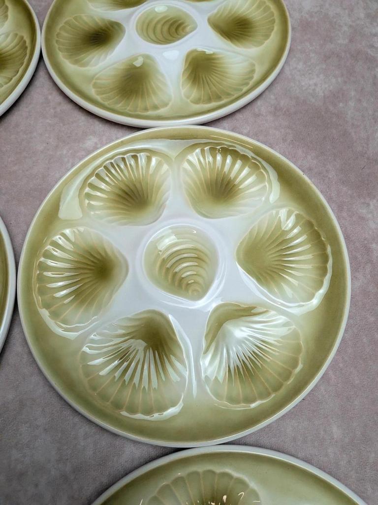 Lot de 6 assiettes à huîtres / coquillages vintage Moulin des Loups