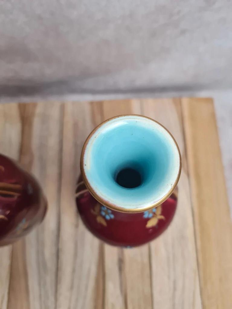 Paire de vases Sarreguemines modèle 1729 – vers 1895 – dépôt Émile Bourgeois – pièce rare