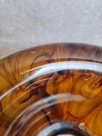 Coupe centre de table Art Déco Davidson “cloud Glass” ambré – pique fleurs vintage anglais