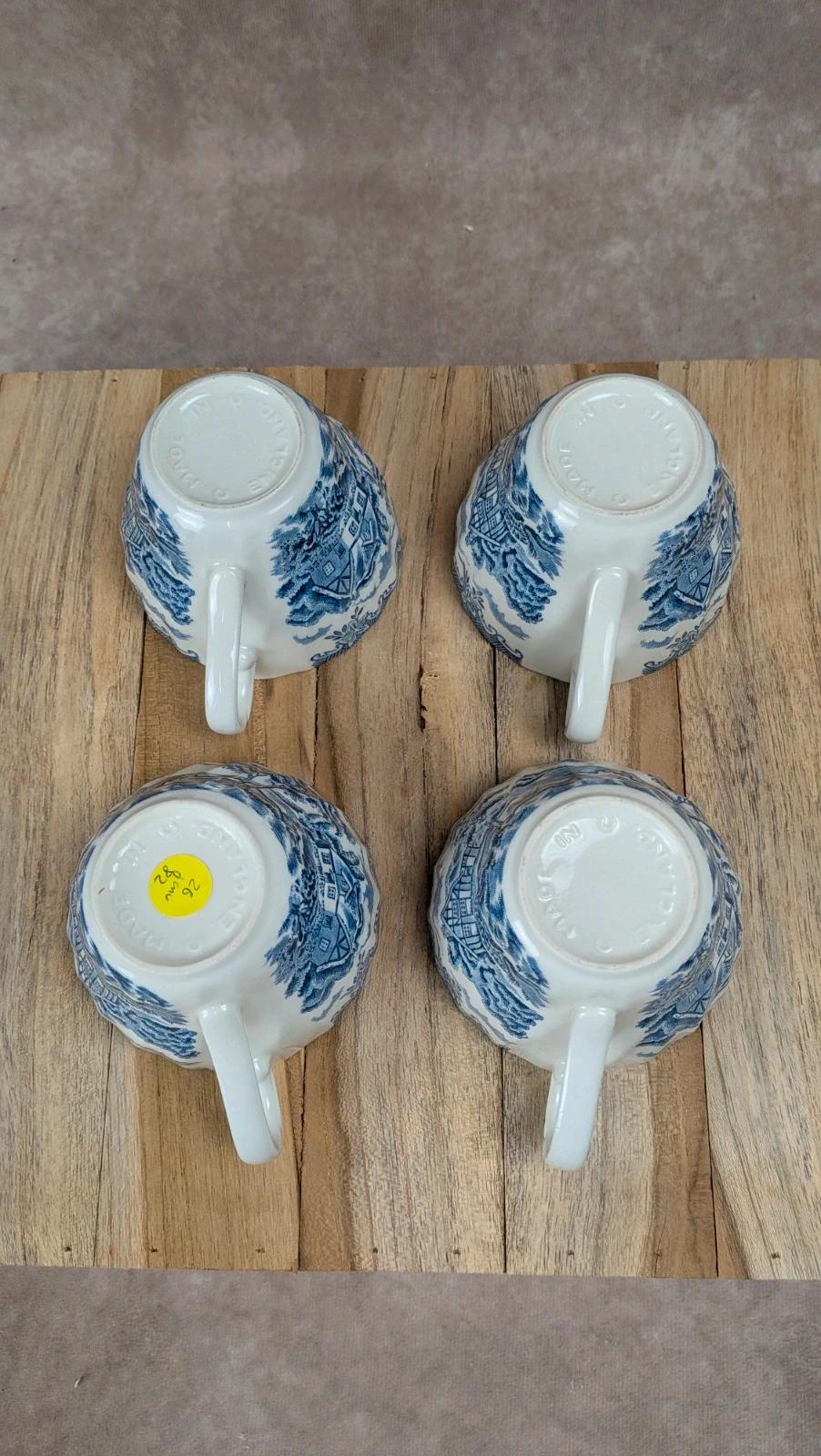 Lot de 4 tasses anglaises Churchill – décor campagne anglaise