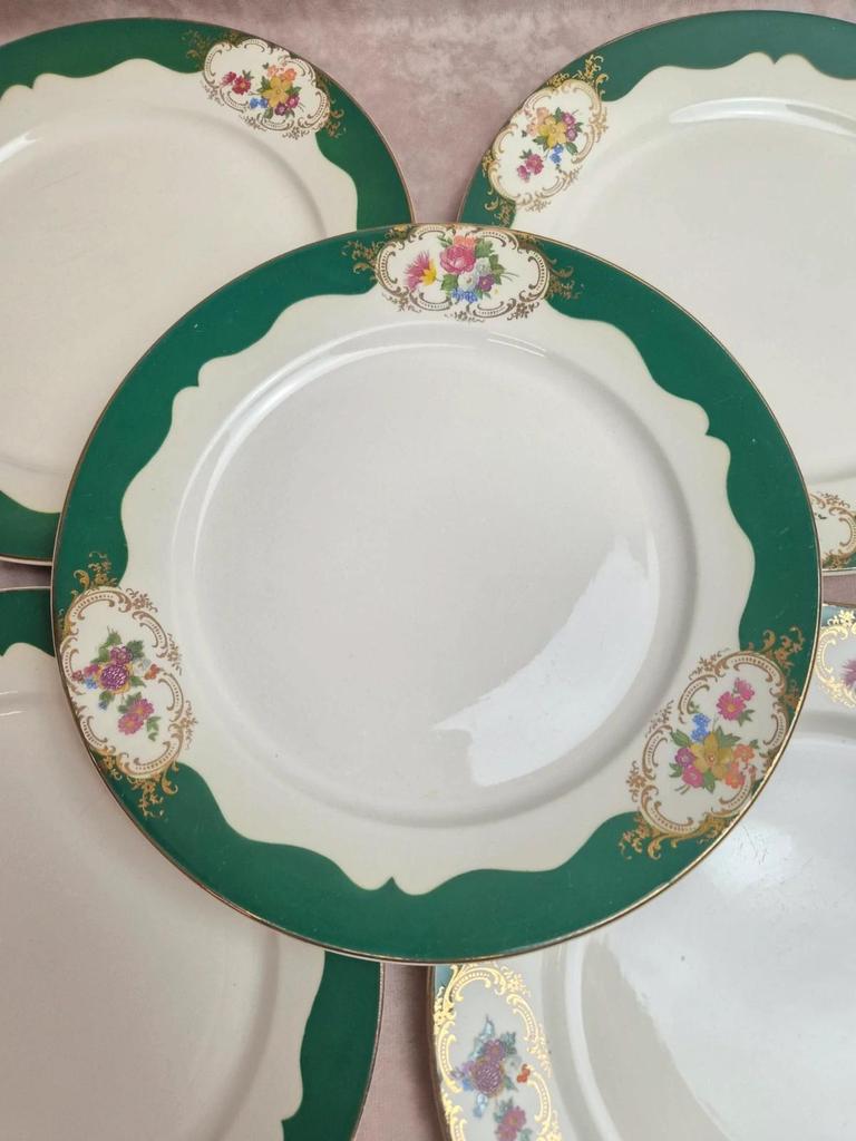 Lot 7 assiettes plates Digoin Sarreguemines Champagne – Porcelaine opaque vintage