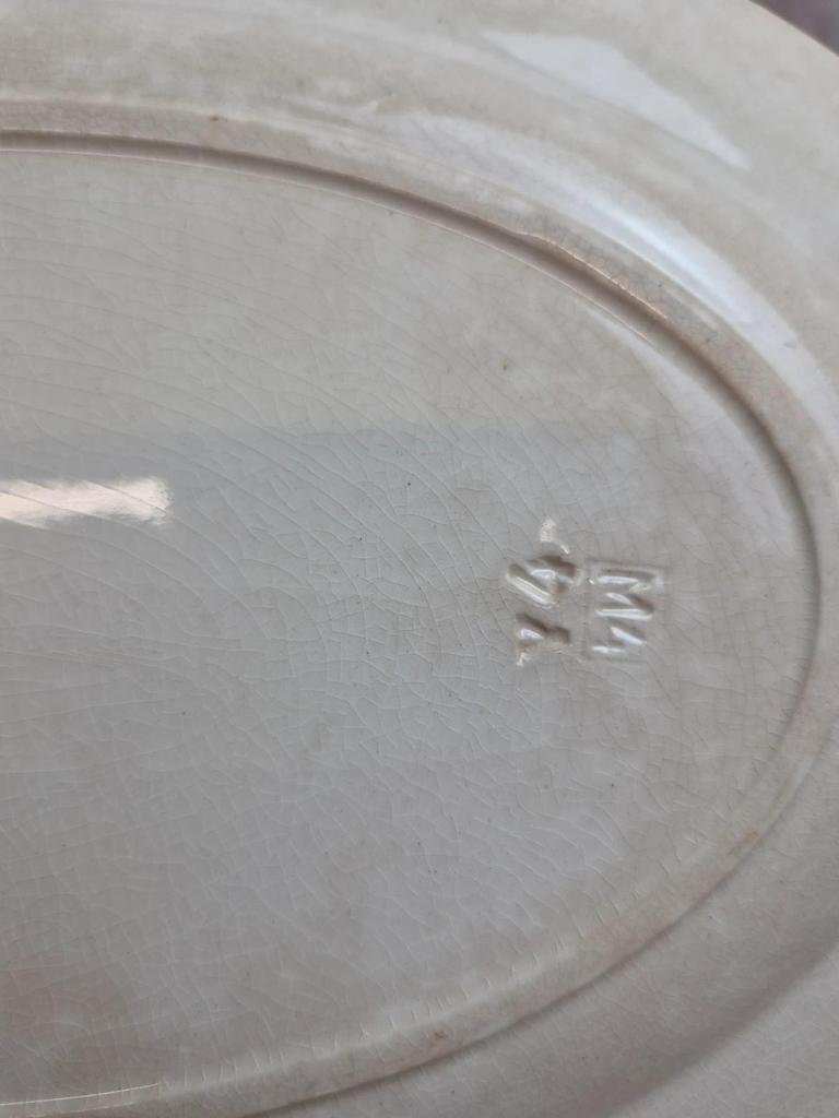 Grand plat ovale Terre de Fer Hbcm Guadeloupe – Creil & Montereau – Décor bleu