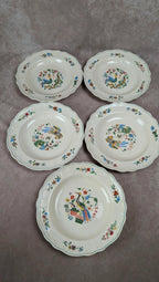 Lot de 5 assiettes creuses Salins décor oiseaux