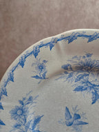 Assiette ancienne Gien Liserons – Décor oiseaux et fleurs bleu