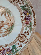 Assiette plate ancienne en terre de fer Longwy – Modèle Cyprus polychrome