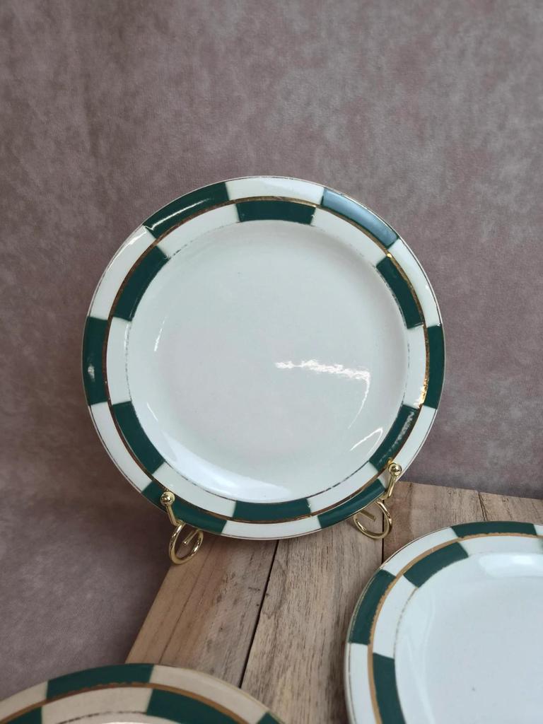 Lot de 10 assiettes à dessert Salins – Opaceline Jamier Vert – damier vintage