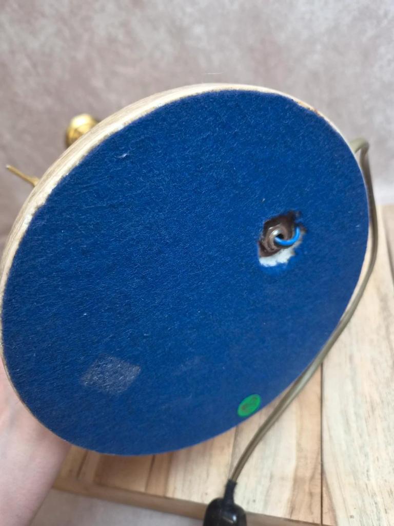 Grande lampe vintage en laiton moulé – Phénix – socle en onyx – années 60/70