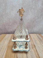 Serviteur huile vinaigre ancien Terre de Fer attribué Gien décor floral bleu 💙