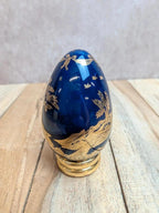 Œuf décoratif Franklin Mint dame victorienne bleu cobalt doré