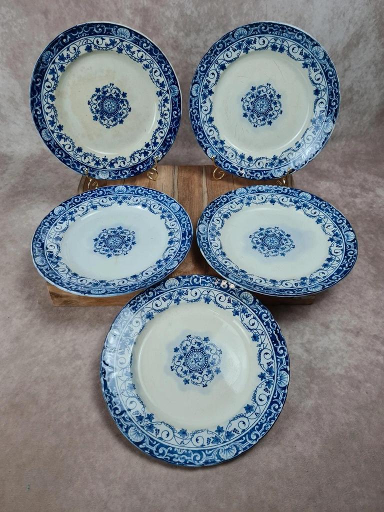 Assiettes anciennes Jules Vieillard Bordeaux – Service “louis Xv” lot de 5