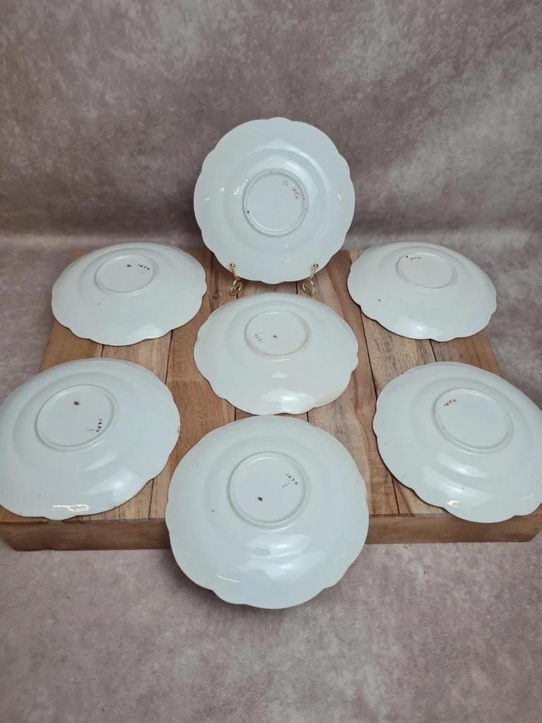 Lot de 7 coupelles anciennes porcelaine anglaise décor floral doré 🌸