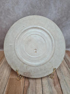Assiette ancienne terre de fer décor floral bleu romantique pivoine fleurs Xixe
