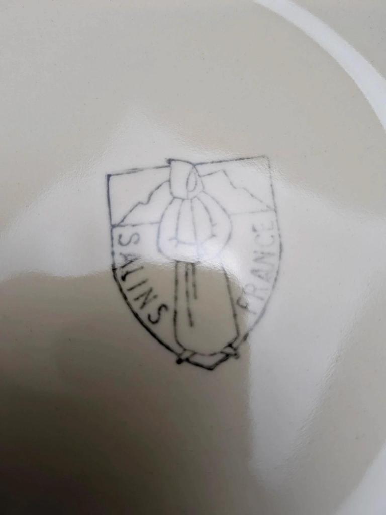12 assiettes plates Terre de fer Salins décor bleu nuagé