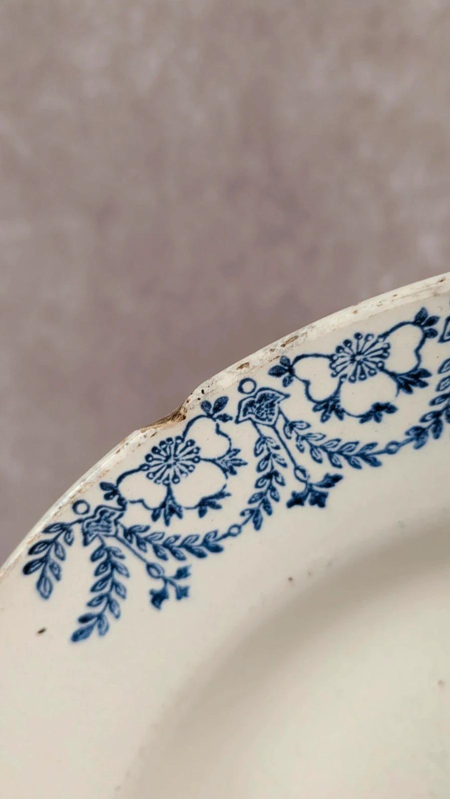 Assiette creuse ancienne en terre de fer Digoin Sarreguemines modèle Jacques – décor bleu
