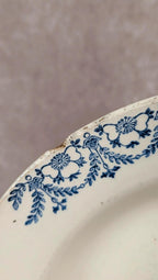 Assiette creuse ancienne en terre de fer Digoin Sarreguemines modèle Jacques – décor bleu
