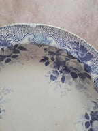 Plat creux Terre de fer Creil et Montereau modèle Bouquet 🌿 décor floral bleu