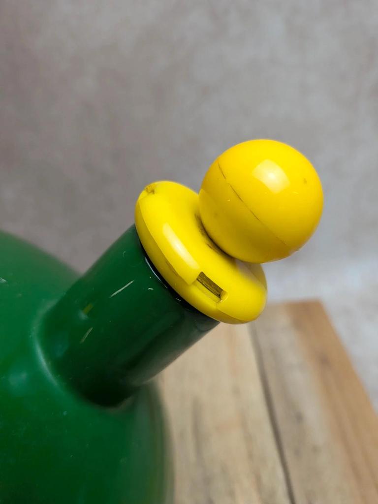 Bouilloire sifflante vintage pomme 🍏 Tôle émaillée verte et jaune