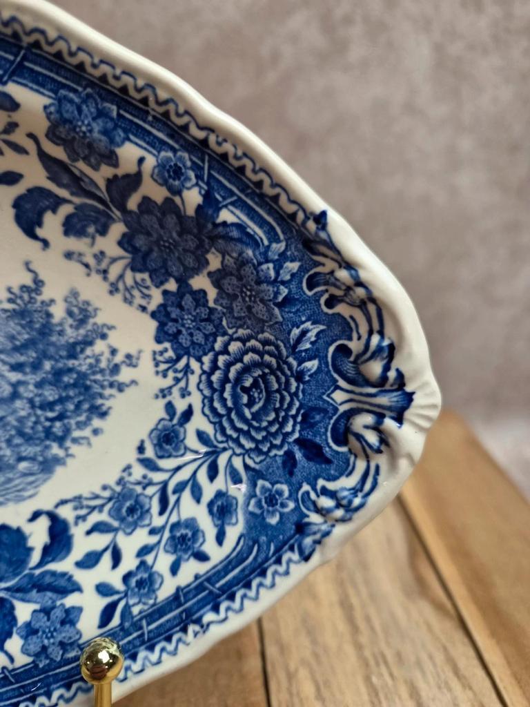 Ravier ancien Villeroy & Boch Burgenland – Décor bleu paysage et fleurs