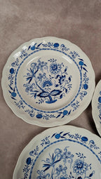 Lot de 3 assiettes plates Lunéville décor bleu traditionnel