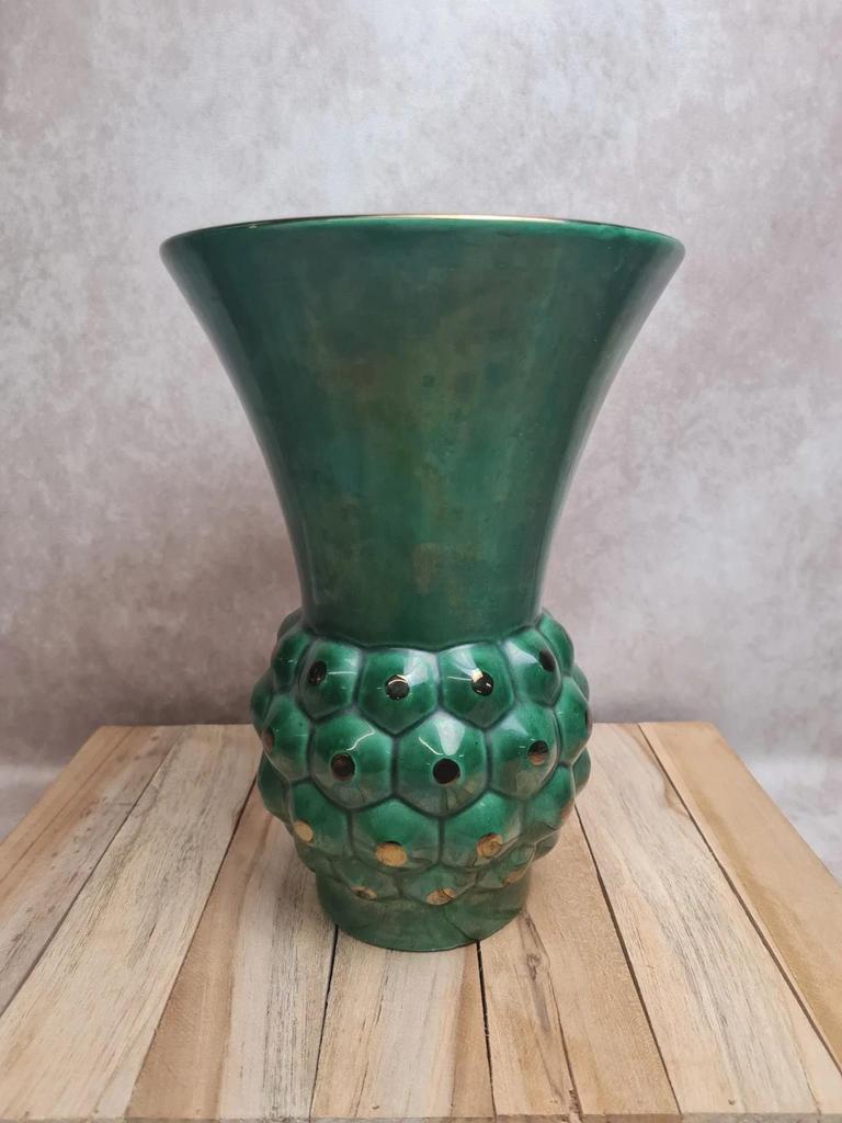 Grand vase Saint-clément modèle Ananas 🍍 vert – design Blanche Letalle – pièce vintage