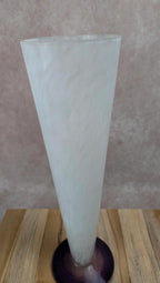 Grand vase en pâte de verre blanc & violet