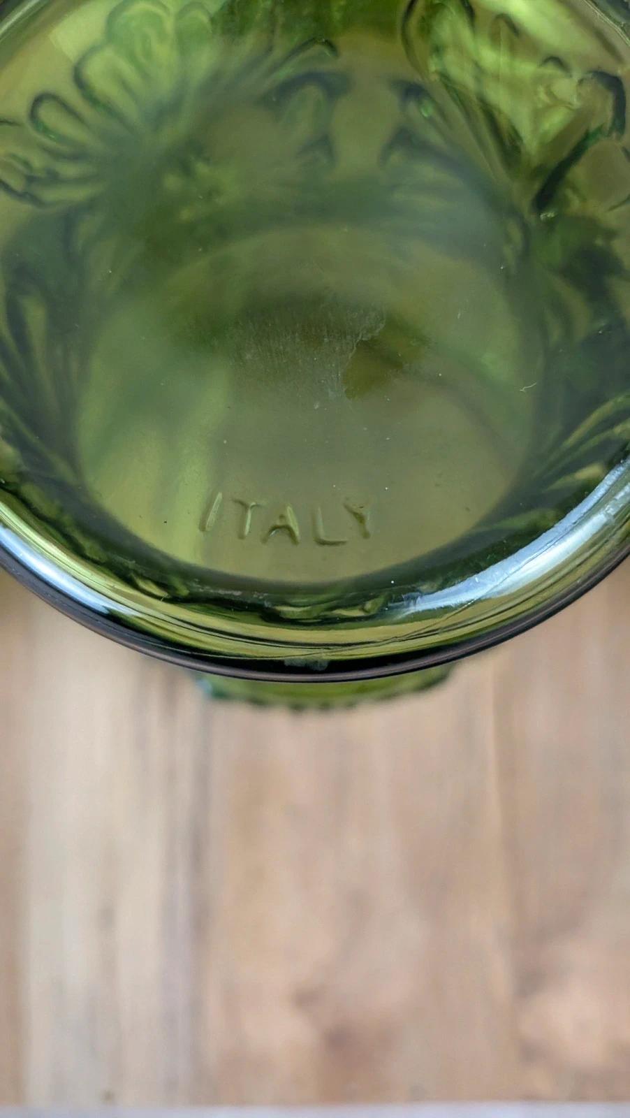 Service à orangeade/citronnade vintage carafe 6 verres verts Italie