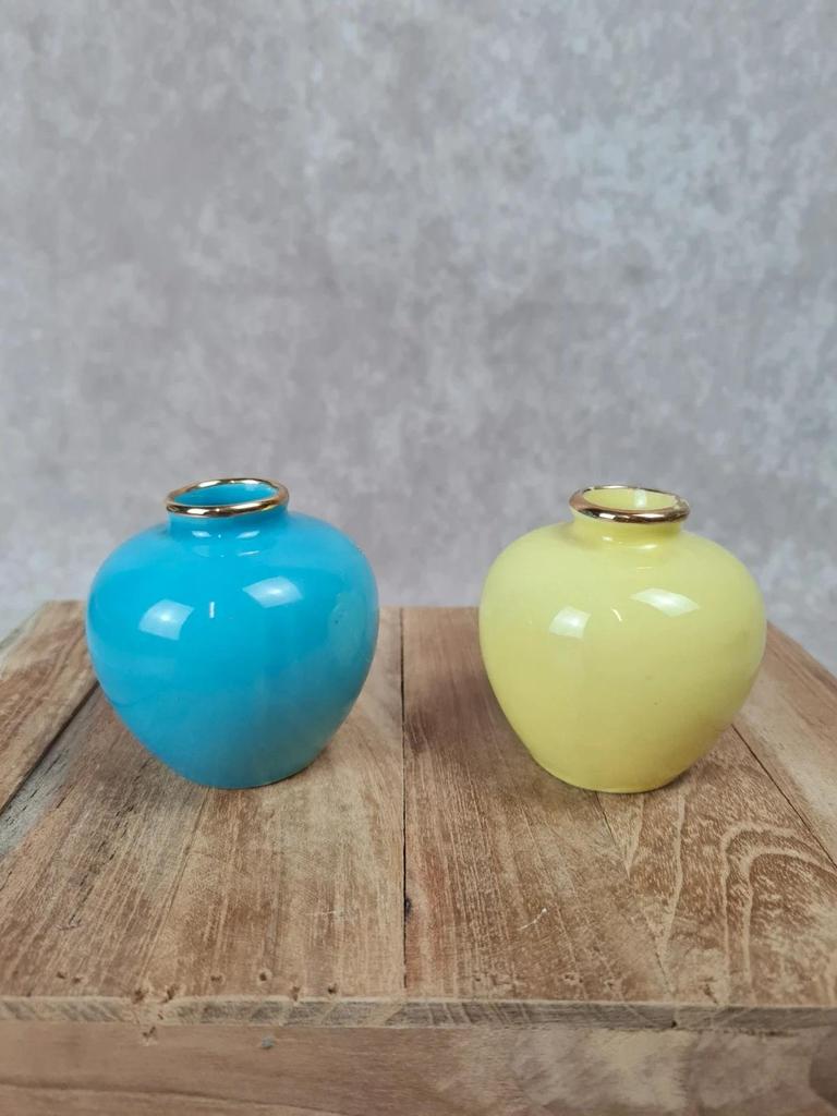 🌸 Paire de mini vases cloisonnés vintage – Décor paons & pivoines