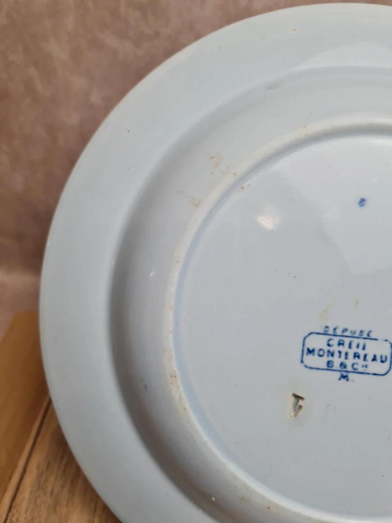 Assiette creuse ancienne Creil et Montereau modèle Japon / Monet bleu 💙
