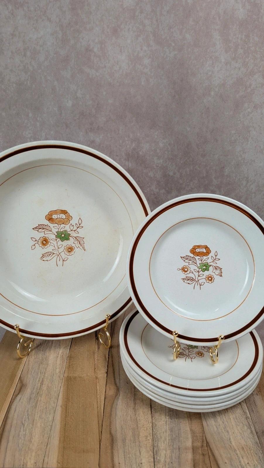 Lot de 6 assiettes + plat Gien modèle Germigny