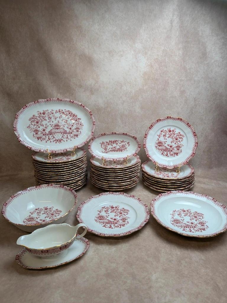 Lot de 6 assiettes Seltmann Weiden Bavaria Theresia rouge