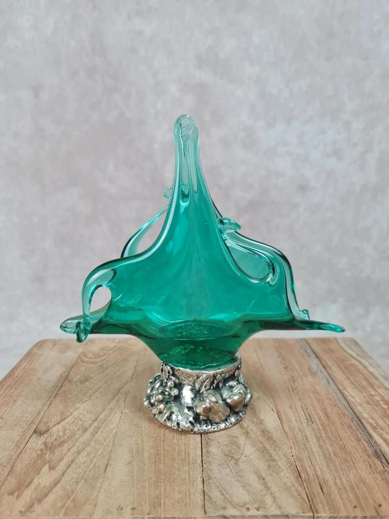 🌿 Porte-serviettes / Coupelle décorative en verre soufflé Murano 🌿