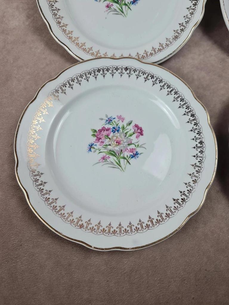 💐 Charmant service à gâteau Digoin & Sarreguemines, Modèle Lilitia, 6 assiettes + 1 grand plat