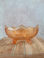 Coupe vintage en verre pressé orangé sur pieds 🧡