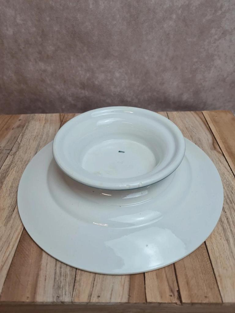 Compotier sur pied ancien Saint-amand modèle 4500 – décor vert délicat 🌿
