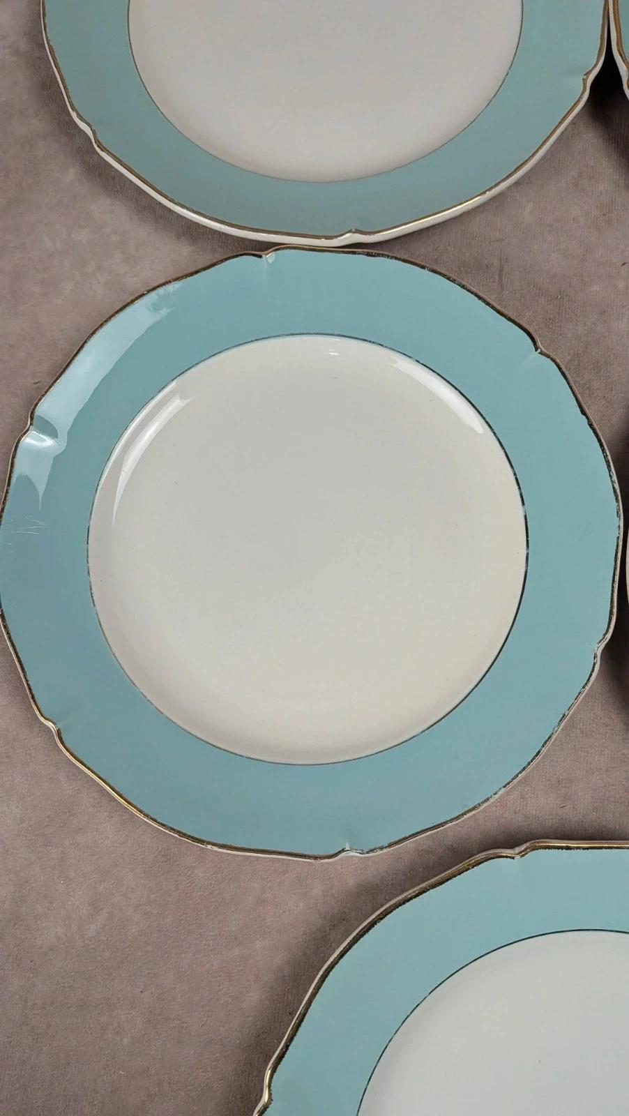 Lot de 5 assiettes plates anciennes Seranord Saint-amand – Modèle Chambord
