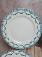 Lot de 6 assiettes plates anciennes Salins “petit Trianon” terre de fer bleu 💙
