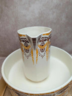 Ensemble de toilette ancien terre de fer Hbcm Thérèse broc bassine Art déco