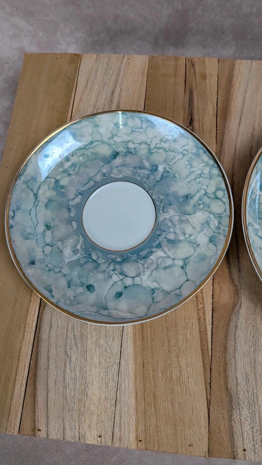 Service petit-déjeuner marbré bleu – Karolina Pologne •