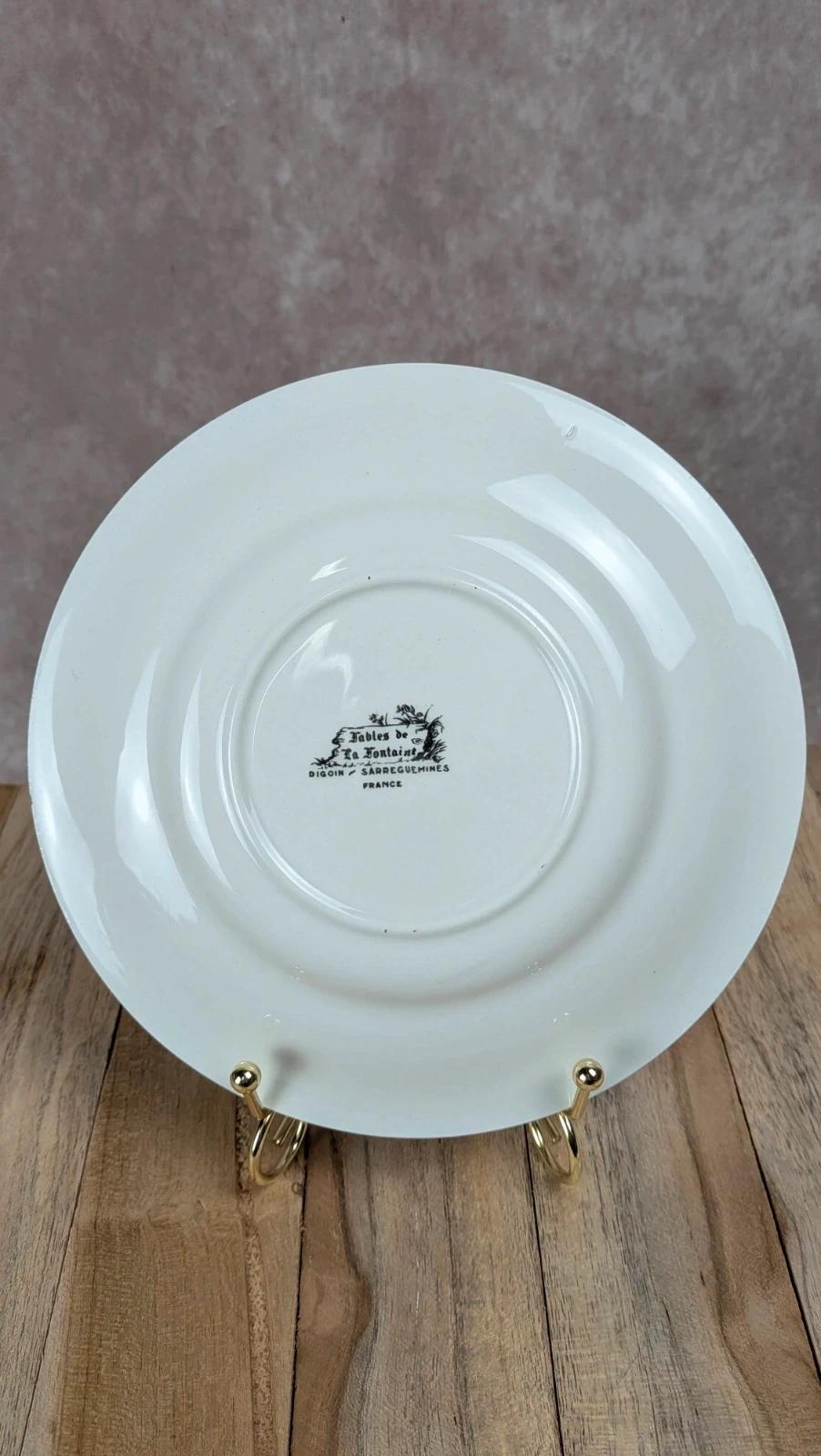 Assiette Sarreguemines Fables de La Fontaine, Le Chat