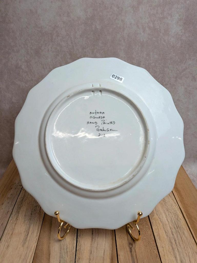 Assiette décorative en faïence Ânfora Águeda – Portugal – Oiseau exotique peint à la main