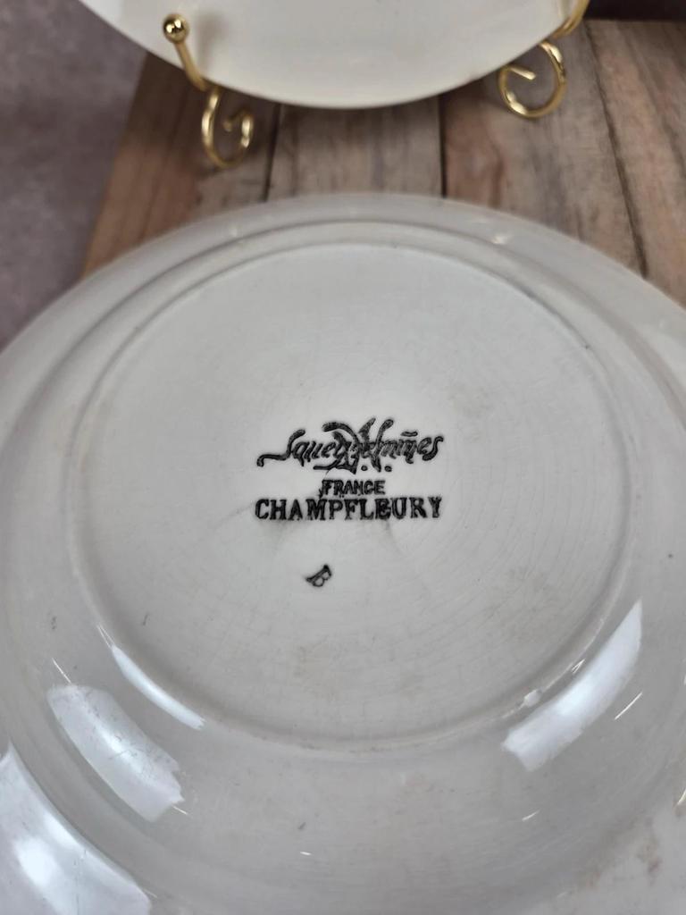 Lot de 4 assiettes creuses vintage Sarreguemines modèle Champfleury