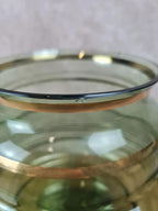 🪞 Grand vase ancien en verre vert doré signé Fains