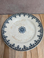 Compotier Terre de fer H. Boulenger & Cie – Modèle Gagny – Décor floral bleu