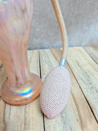 Flacon de parfum ancien verre irisé rose poire vaporisateur vintage