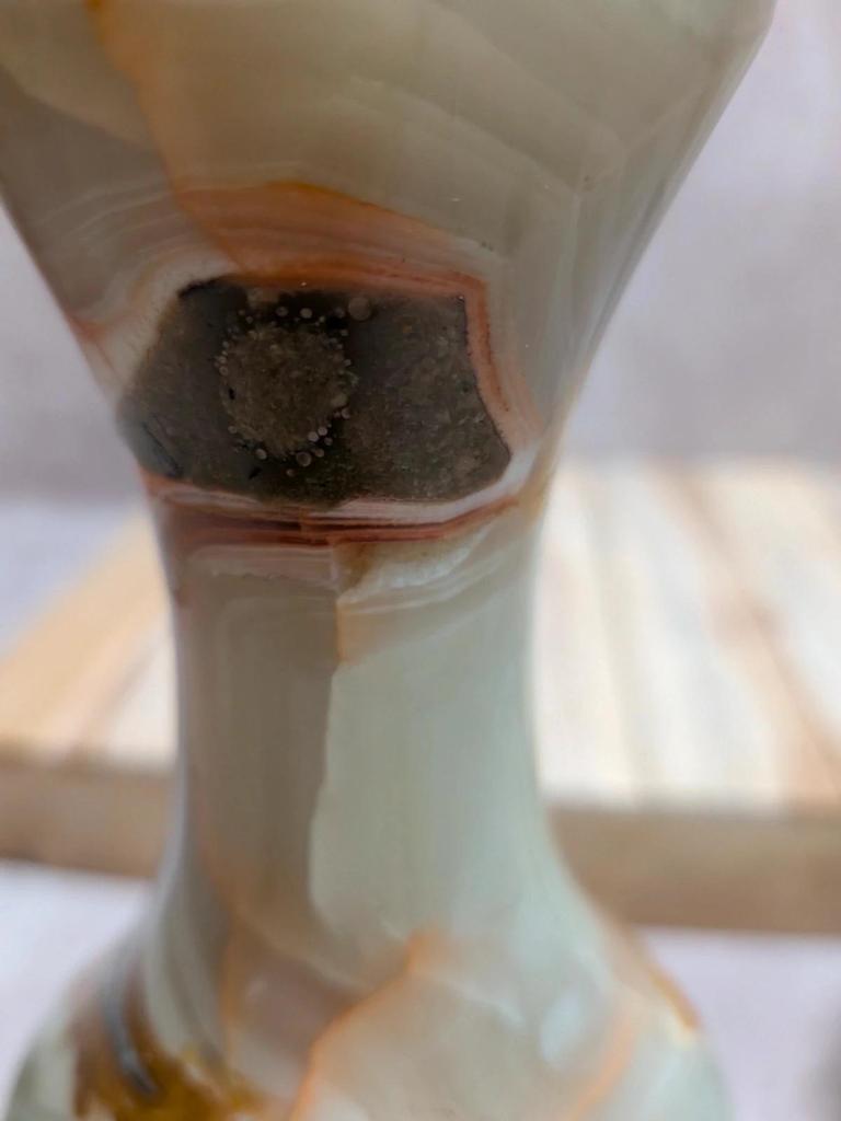 Pied de lampe vintage en onyx et laiton