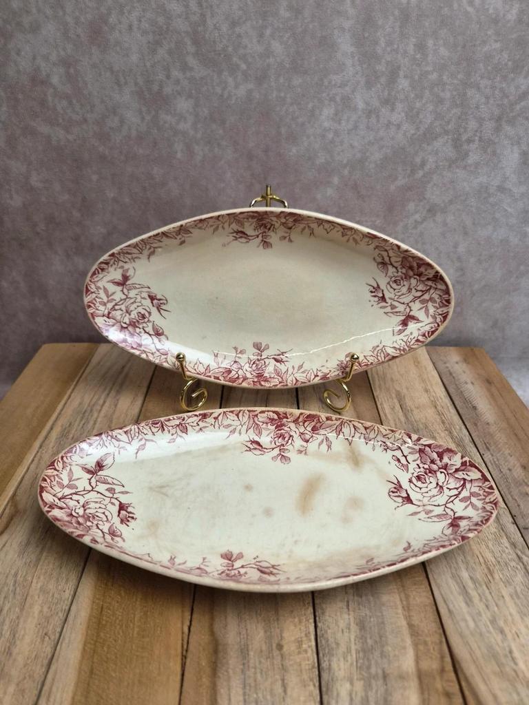 Lot de 2 raviers anciens Gien Floréal en terre de fer